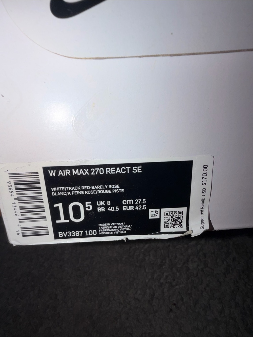 Nike Air Max 270 React SE Bubble Wrap ( White and Red ) - Picture 6 of 7